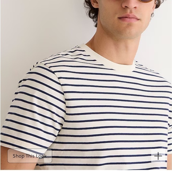 J crew ivory navy Cotton T-shirt in stripe - Picture 3 of 5